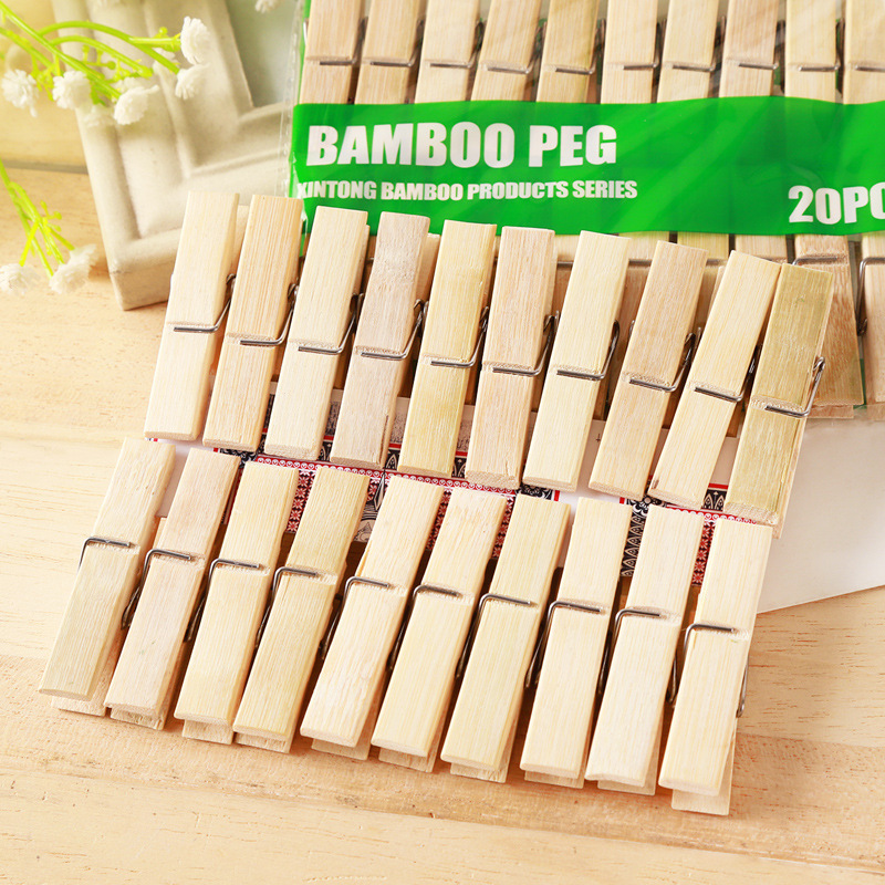 Woodworking Z Clips - 天然竹防風服ペグ、木製ソックス、ベッドシーツピン、洗濯ばさみ、クラフトクリップ、家庭用ツール、家庭用アクセサリー、20個