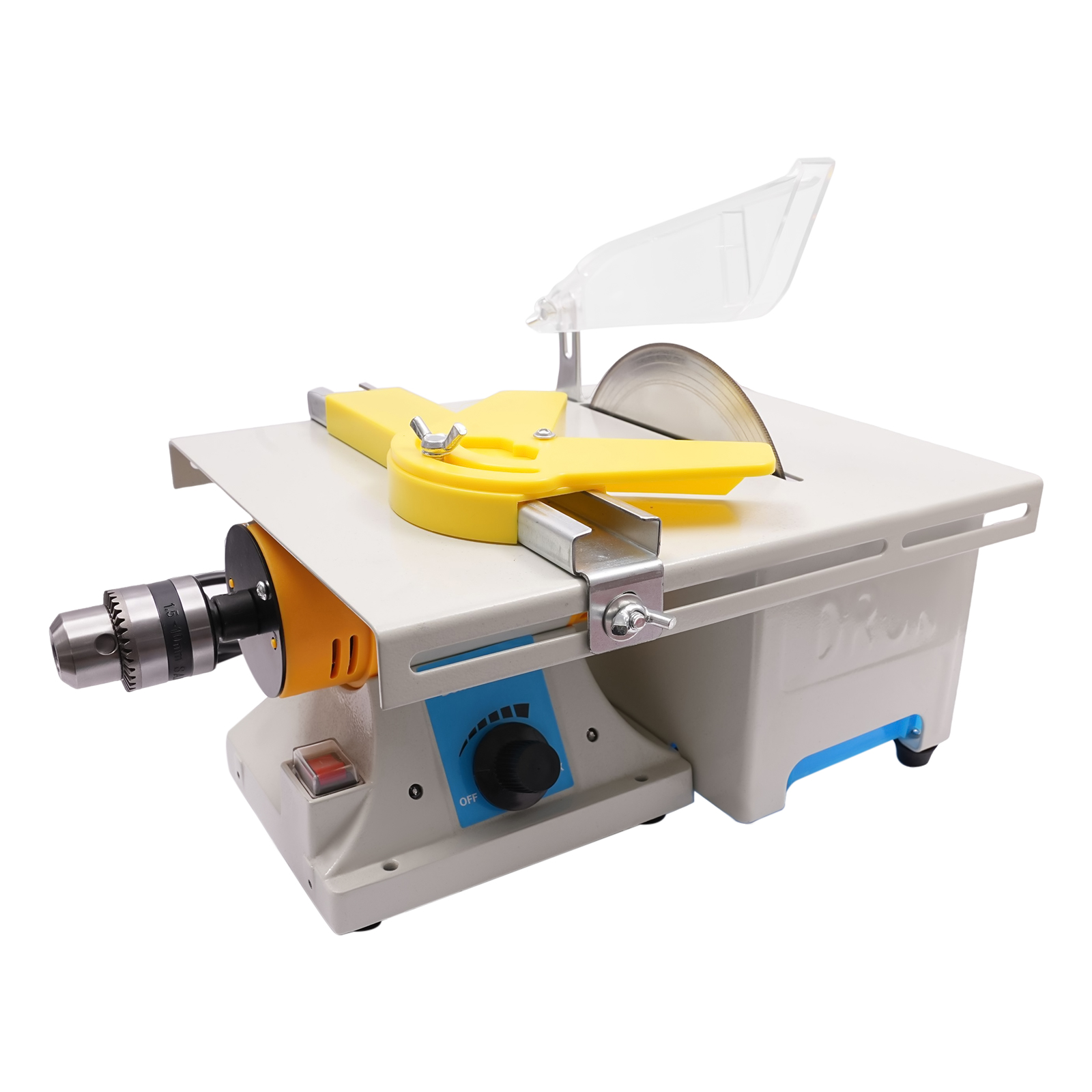Woodworking Face Shield - 750Wテーブルソー、多機能木工工具、6インチ鋸刃、純銅モーター、可変速度1000～10000 RPM、切断、研磨、研磨、穴あけ用、110V、ドリルチャッククランプ0.06～0.39インチ、安全シールド、水タンク