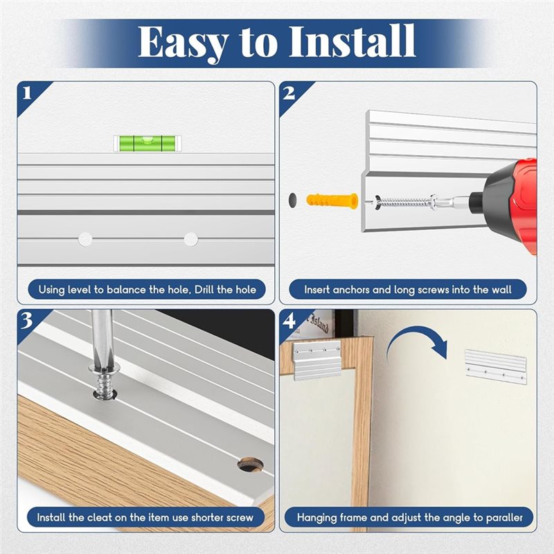 Woodworking French Cleat - 2ペア 12インチ フレンチクリートハンガー アルミニウム合金 ミラー吊り下げ金具 壁掛けブラケット
