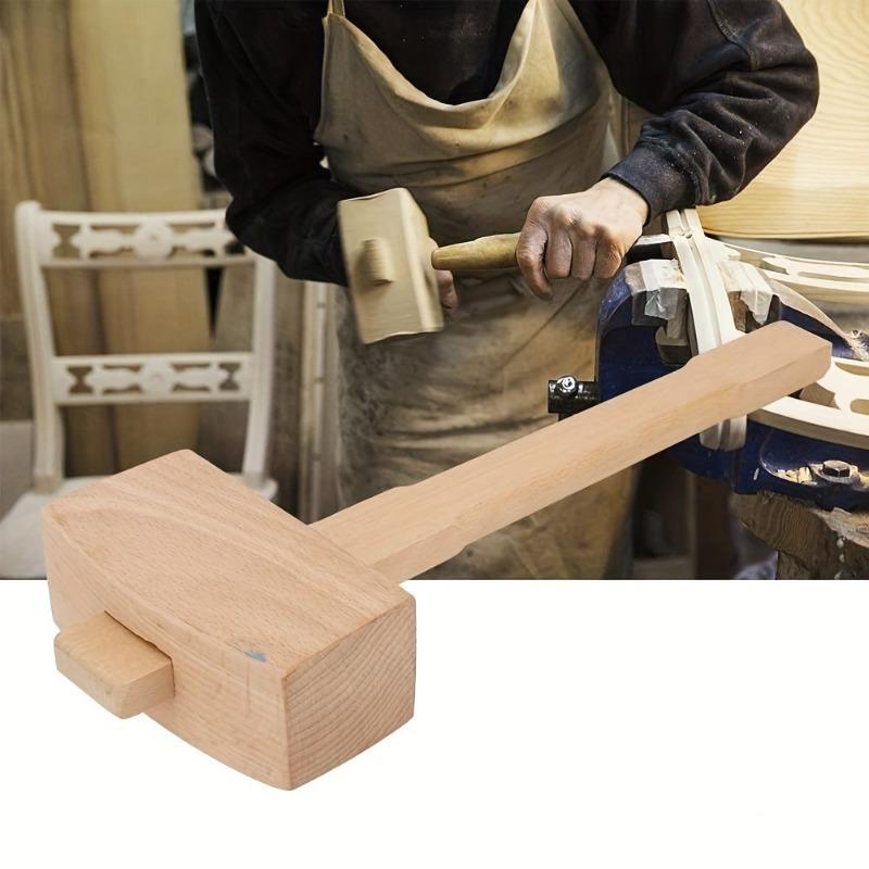 Wooden Mallet Carving - 1PC DIY レザービーチ無垢材木工マレット大工ハンマー木製ヘッドハンドツール