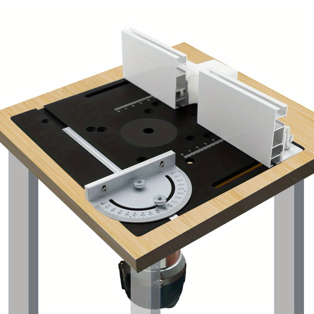 Woodworking Boards - アルミルーターデスクトップインサートボード、角度付きガイドレール付き木工ベンチルーターフリップボード、アルミフェンススライドブラケット