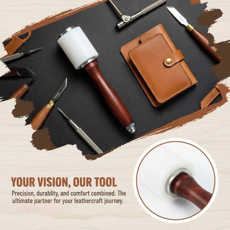 Wooden Mallet Carving - 1PC レザーカービングハンマー レザークラフトマレット ナイロンウッドハンドルハンマー DIY刻印用牛革ツール