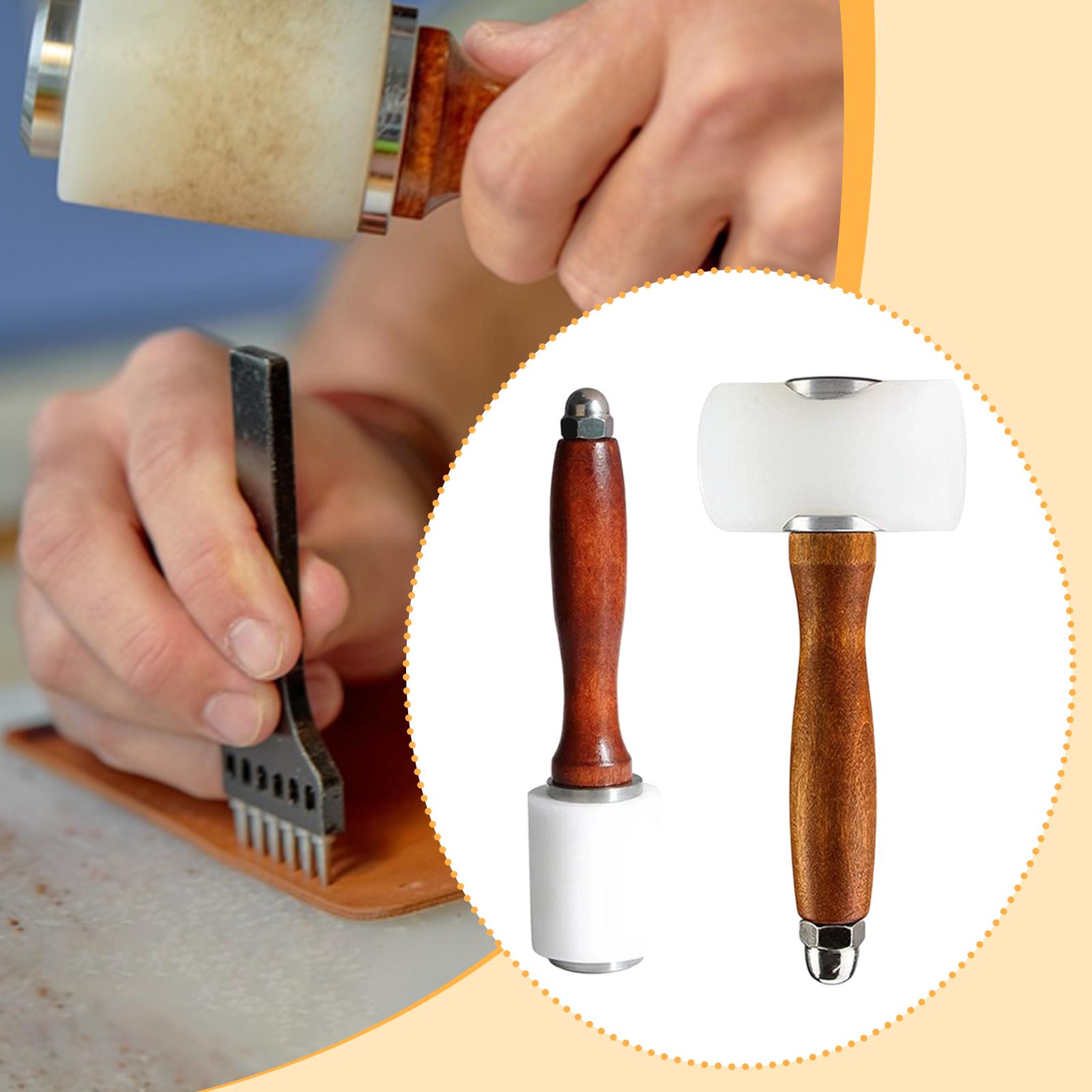 Wooden Mallet Carving - レザーカービングハンマー プレミアム、耐久性、DIYレザーツール、レザークラフトナイロンハンマー、手作り用レザークラフトマレット