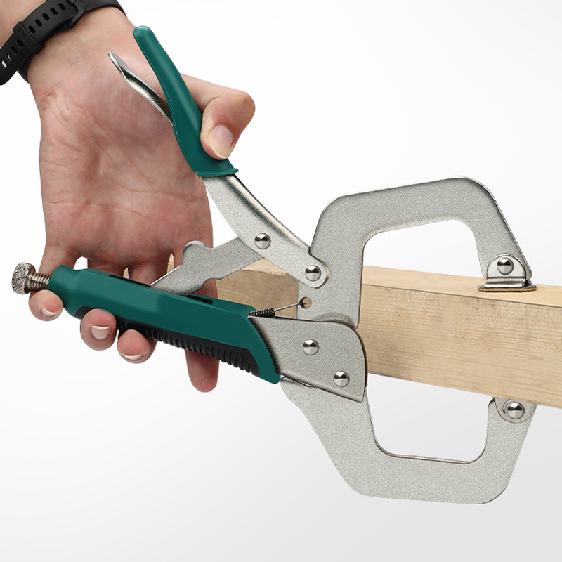 Woodworking Industry - 多機能ステンレス鋼工業用C型圧力プライヤー、ヘビーデューティー調整可能クランプツール、11インチ木工固定用