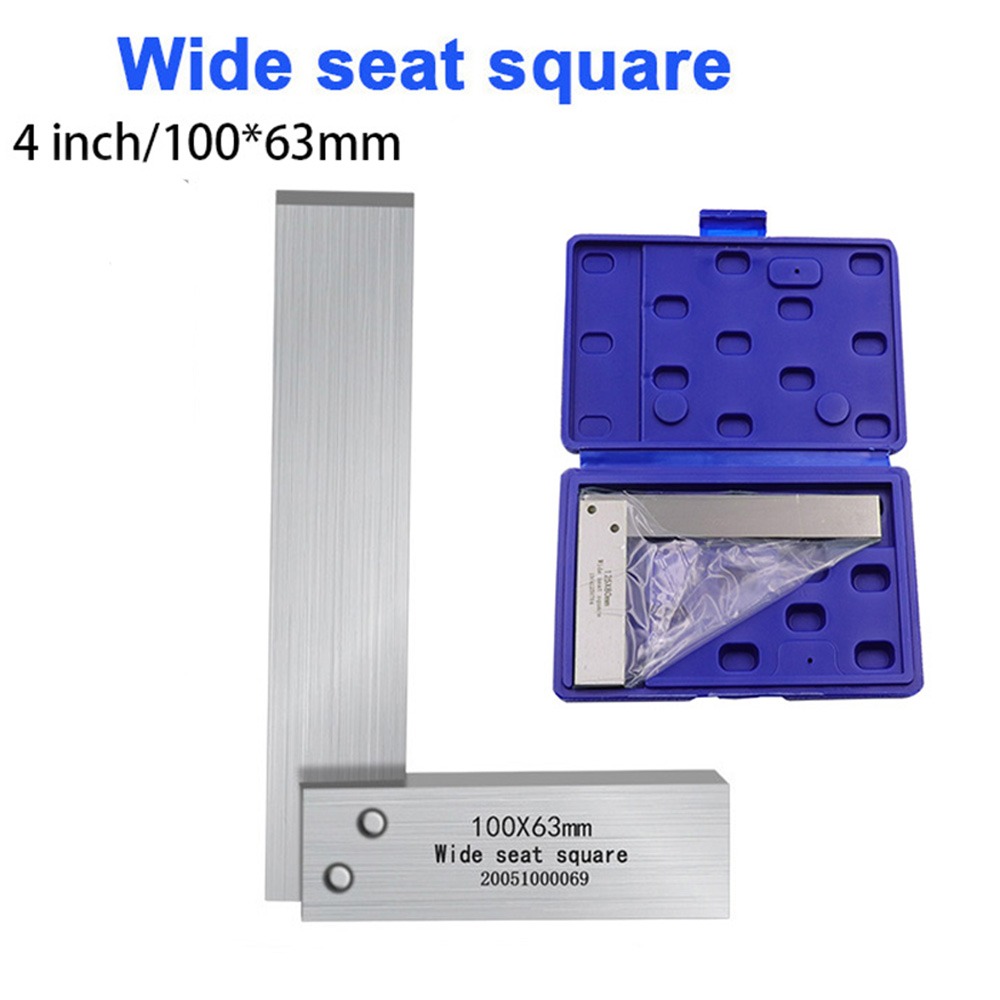 Woodworking Ruler - 4インチ90度角度定規、高精度ワイドベース、直角定規、木工用ハードウェア測定ツール、収納ボックス付き