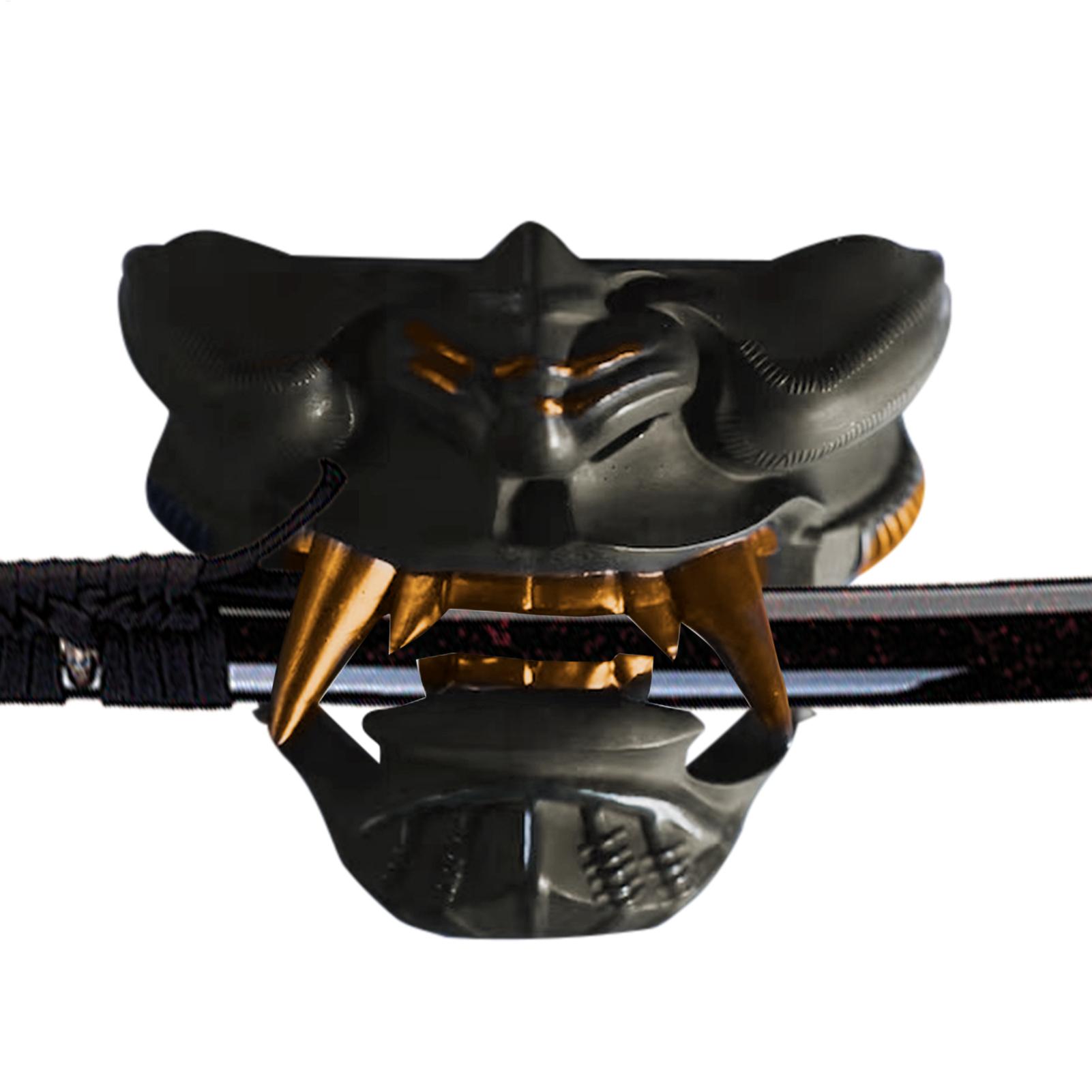 Woodworking Mask - 壁掛け木製刀スタンドホルダー侍刀刀タント刀フックハンガー調整可能なディスプレイラック樹脂製鬼マスクスタンド