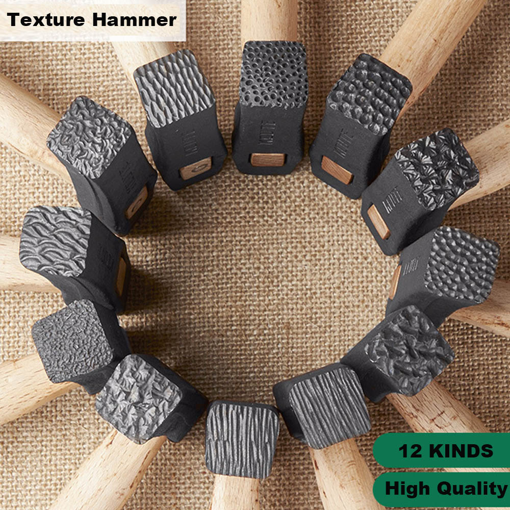 Wooden Mallet Carving - ジュエリーツール テクスチャーハンマー 木製ハンドル付き パンチ印刷用金属マレット ジュエリー修理＆DIY彫刻ツール用