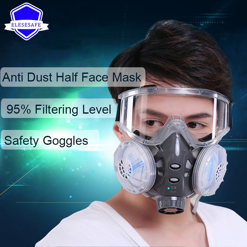 新しい防塵マスクフルフェイスマスクデュアル 4 層フィルター - Woodworking Mask のレビューと価格