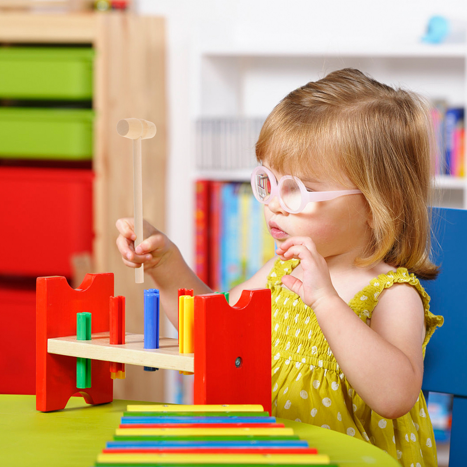 20個入り 子供用木製ミニマレット 未完成の無垢ハンマー 赤 - Wooden Mallet Carving のレビューと価格