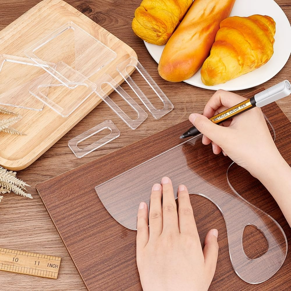 7個入りシャルキュトリテンプレートアクリルハンドル付きカッテ - Woodworking Boards のレビューと価格