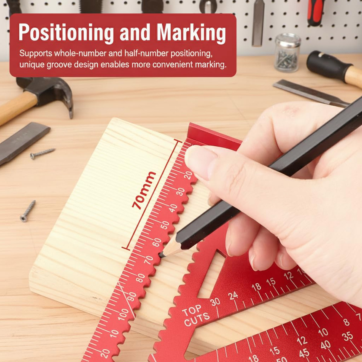 アルミ合金スピードスクエア高精度メートル三角定規木工角度測定 - Woodworking Ruler のレビューと価格