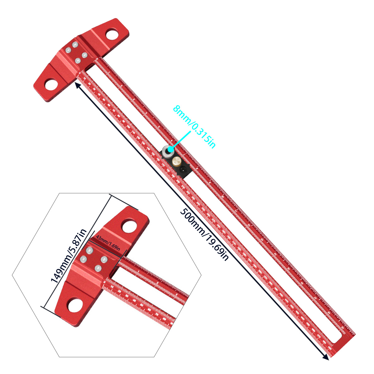 木工用T型定規マーキングゲージ、調整可能なストップと鉛筆ガイ - Woodworking Ruler のレビューと価格