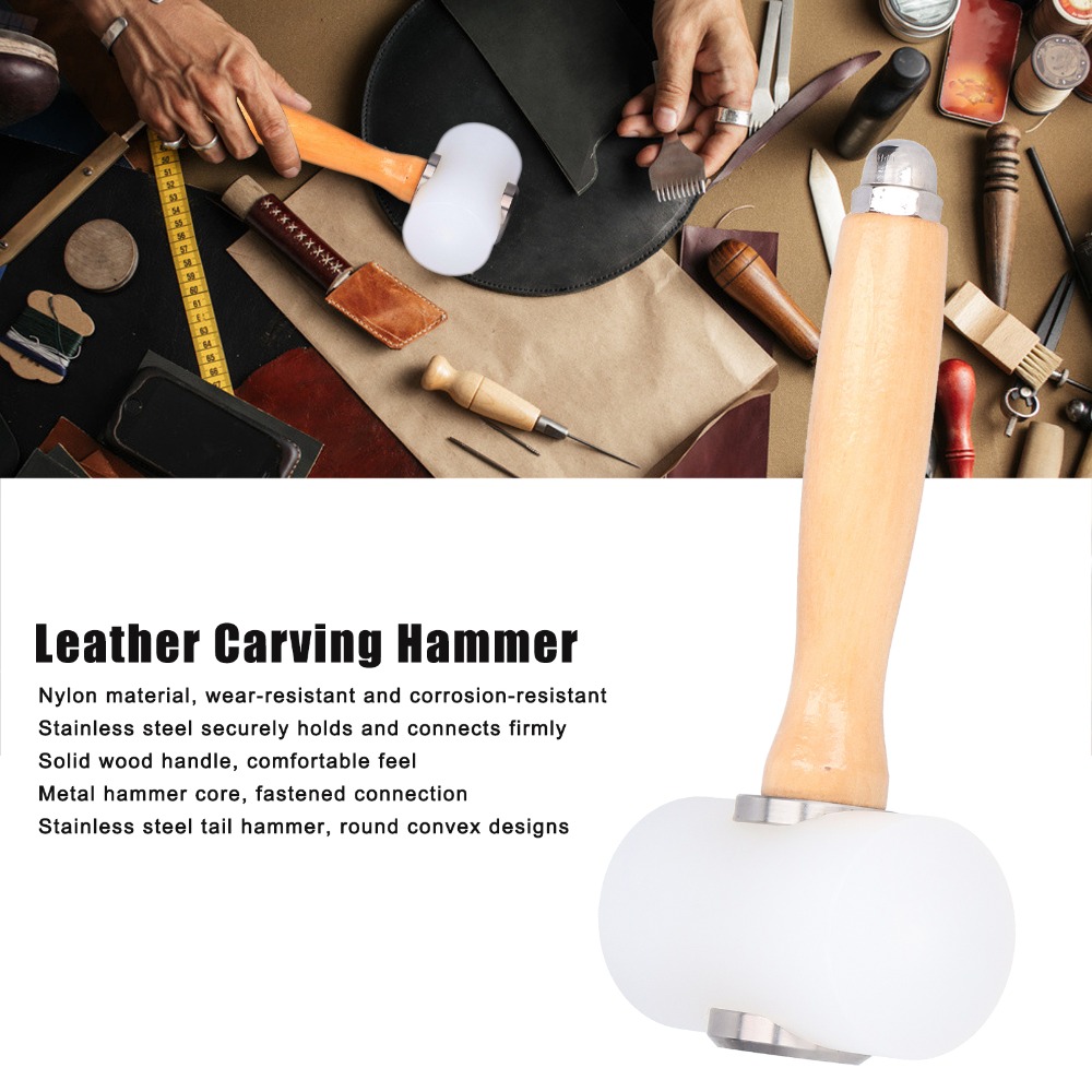 長さ19cm レザークラフトハンマー 異なる色のハンドル 木 - Wooden Mallet Carving のレビューと価格