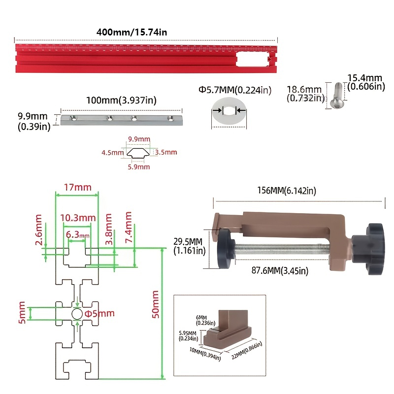 40cmトリミングミリング溝彫刻ガイドレール+2個のクリップ - Woodworking Z Clips のレビューと価格