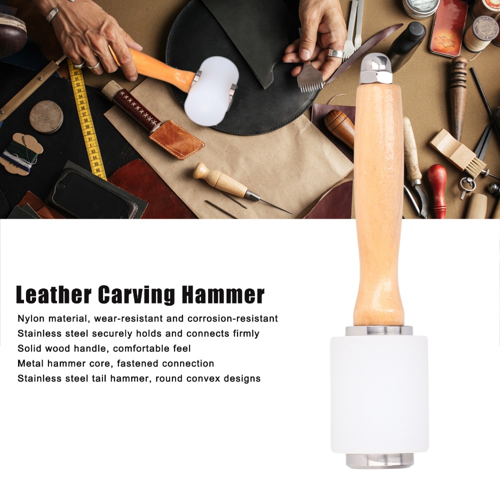 複数の素材を使用した革細工用ハンマー、様々な色、長さ21cm - Wooden Mallet Carving のレビューと価格