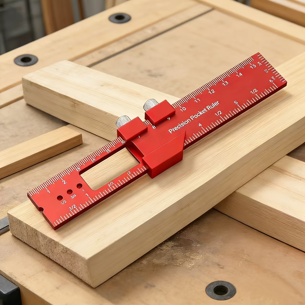 アルミニウム合金製木工用ポケット定規（スライダー付き）、四角 - Woodworking Ruler のレビューと価格
