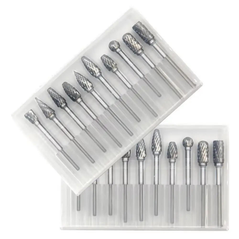 10個入り超硬ロータリーバーセット 3mmシャンク ダブルカ - Wood Chisel Set のレビューと価格