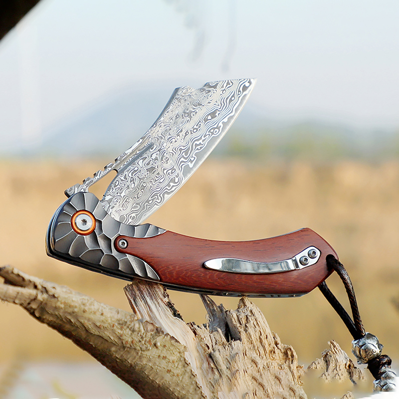 VNLA高品質ダマスカス鋼ポケットナイフ、ポケットクリップ付 - Woodworking Z Clips のレビューと価格