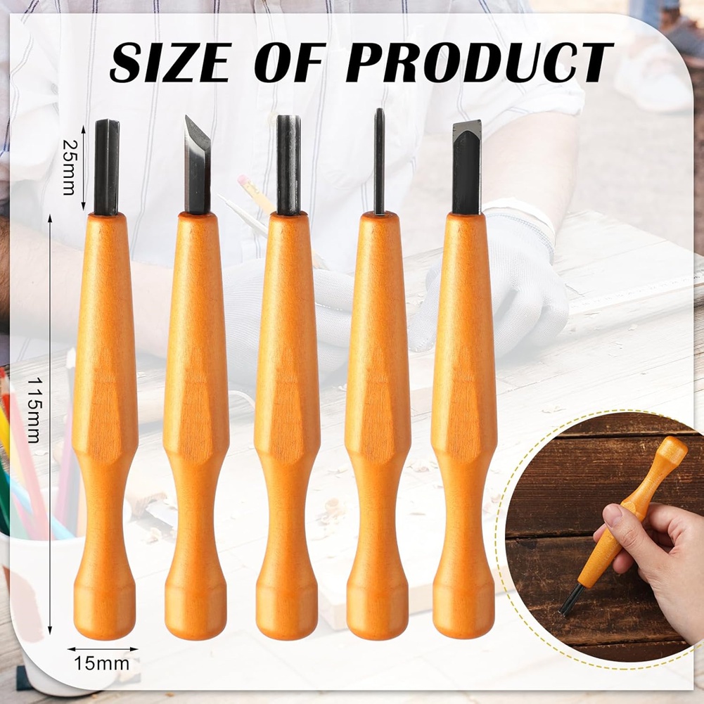 5個入り リノカット彫刻ツールセット 木彫りナイフ チゼル  - Wood Chisel Set のレビューと価格