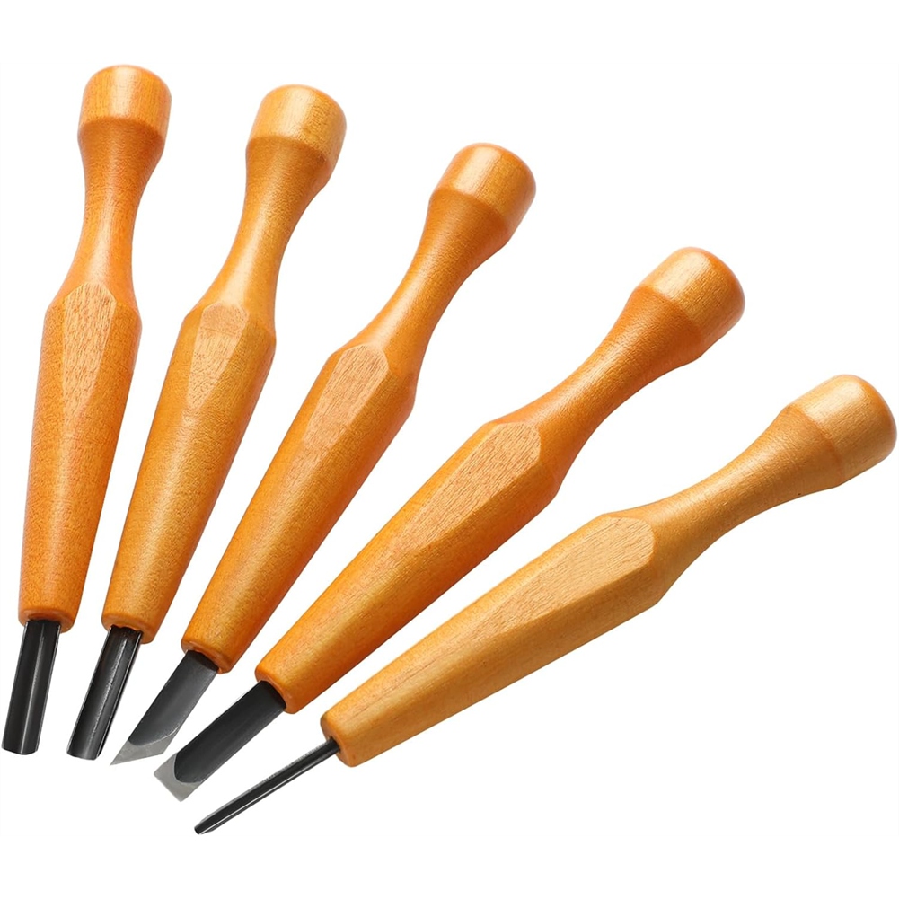 5個入り リノカット彫刻ツールセット 木彫りナイフ チゼル  - Wood Chisel Set のレビューと価格